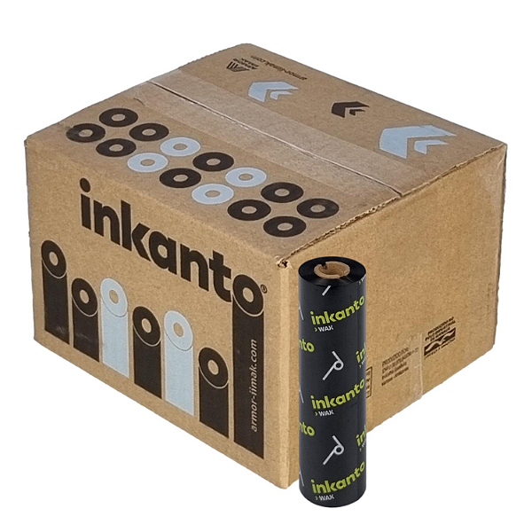 Ribbon 110x74 Cera Armor Inkanto AWR8 Externo para etiqueta Couché 1/2 pol para Zebra Argox Elgin - Caixa c/ 24 unidades