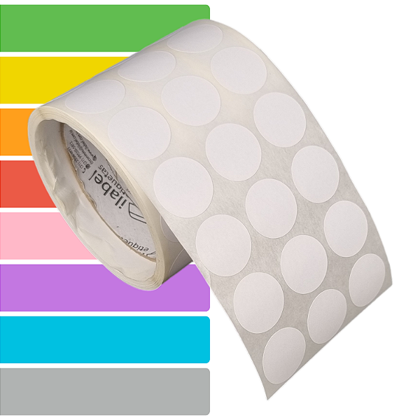 Etiqueta adesiva redonda bolinha 25mm 2,5cm Couche - Rolo c/ 1000 (9,4m)