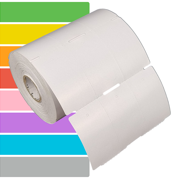 Etiqueta tag roupa 35x60mm 3,5x6cm (3 colunas) sem picote Couche cartão 150g Zebra Argox Elgin - Rolo c/ 30m