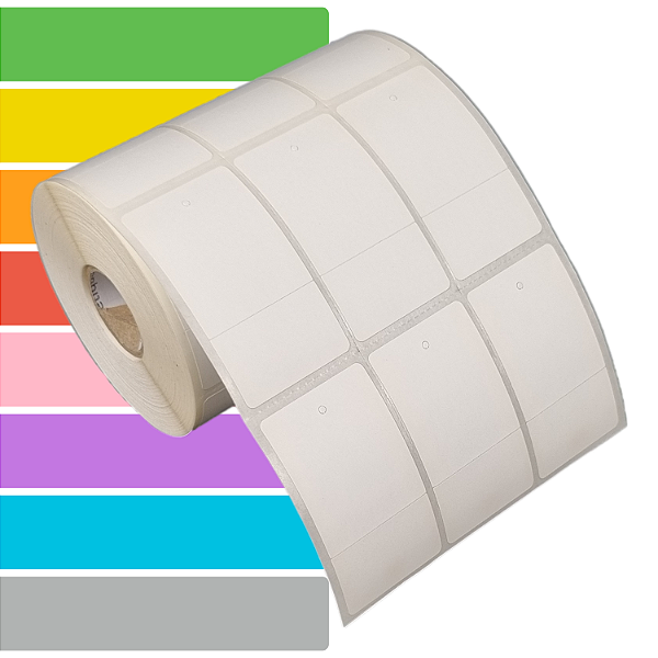 Etiqueta tag roupa adesiva 33x60mm 3,3x6cm (3 colunas) 1 corte Couche p/ Zebra Argox Elgin - Rolo c/ 1428 (30m)