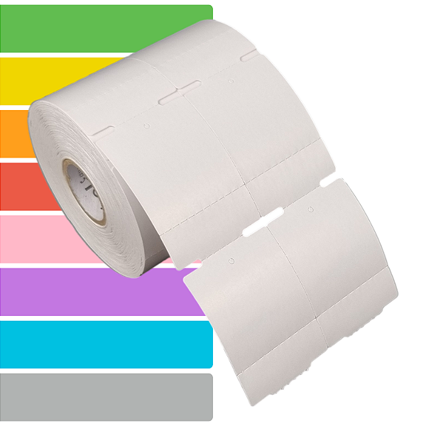 Etiqueta tag roupa 40x60mm 4x6cm (2 colunas) 1 picote Couche cartão p/ Zebra Argox Elgin - Rolo c/ 1000 (30m)