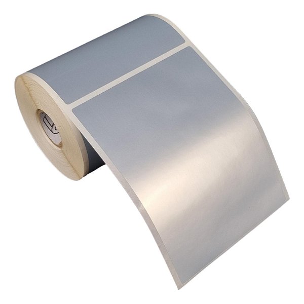Etiqueta adesiva 100x130mm 10x13cm Poliéster cromo fosco p/ Zebra Argox Elgin - Rolo c/ 226 (30m)