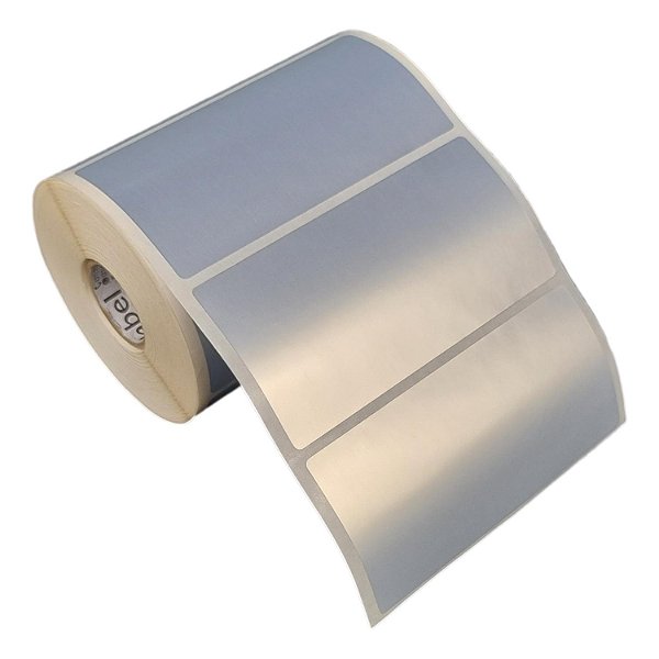 Etiqueta adesiva 100x50mm 10x5cm Poliéster cromo fosco p/ Zebra Argox Elgin - Rolo c/ 566 (30m)