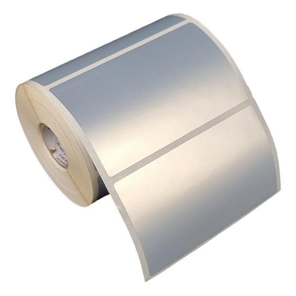 Etiqueta adesiva 100x60mm 10x6cm Poliéster cromo fosco p/ Zebra Argox Elgin - Rolo c/ 476 (30m)