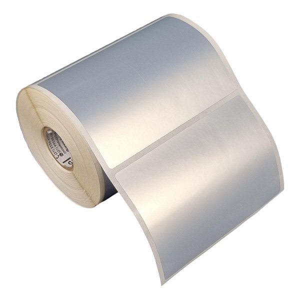 Etiqueta adesiva 100x70mm 10x7cm Poliéster cromo fosco p/ Zebra Argox Elgin - Rolo c/ 411 (30m)