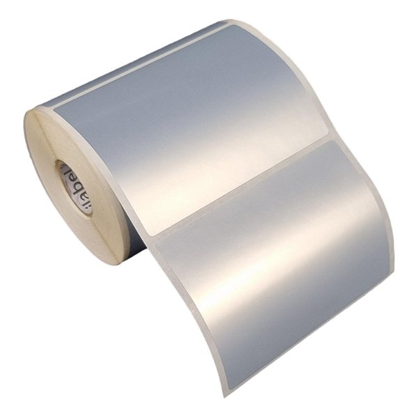 Etiqueta adesiva 100x75mm 10x7,5cm Poliéster cromo fosco p/ Zebra Argox Elgin - Rolo c/ 385 (30m)