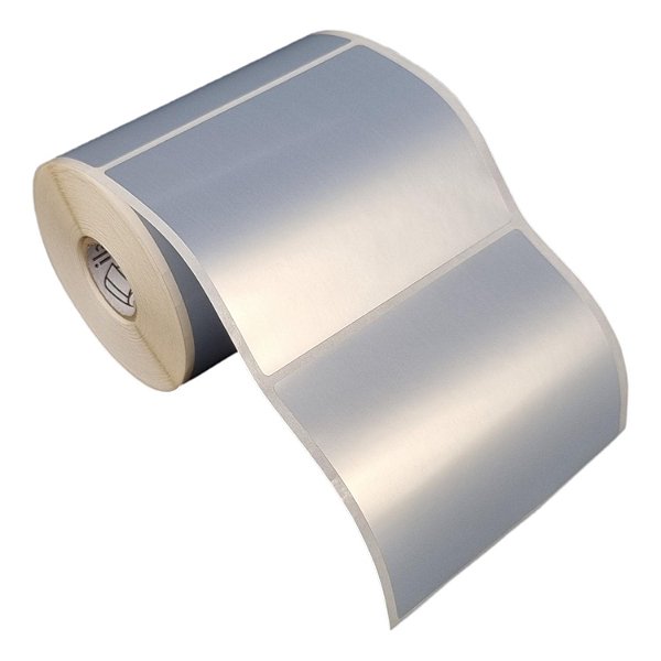 Etiqueta adesiva 100x80mm 10x8cm Poliéster cromo fosco p/ Zebra Argox Elgin - Rolo c/ 361 (30m)