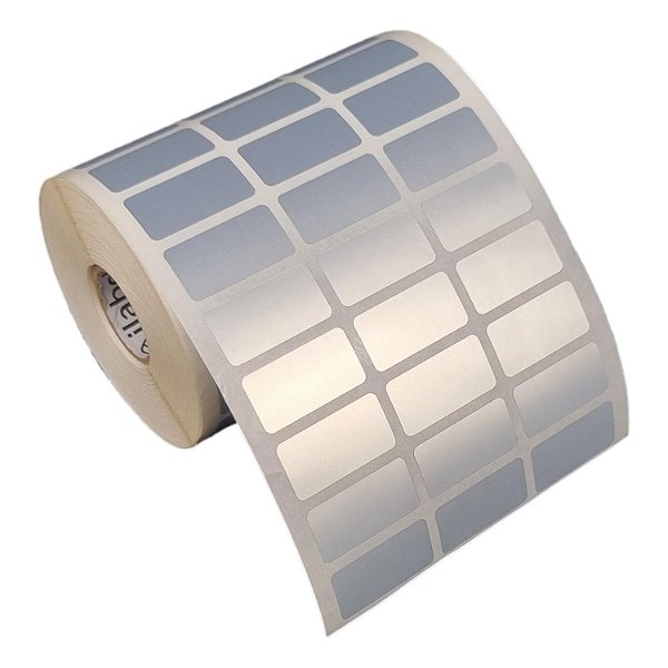 Etiqueta adesiva 30x15mm 3x1,5cm (3 colunas) Poliéster cromo fosco p/ Zebra Argox Elgin - Rolo c/ 4998 (30m)