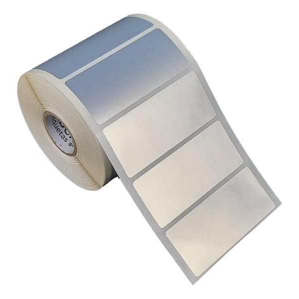 Etiqueta adesiva 70x30mm 7x3cm Poliéster cromo fosco p/ Zebra Argox Elgin - Rolo c/ 909 (30m)