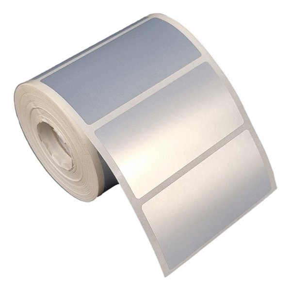 Etiqueta adesiva 80x40mm 8x4cm Poliéster cromo fosco p/ Zebra Argox Elgin - Rolo c/ 698 (30m)