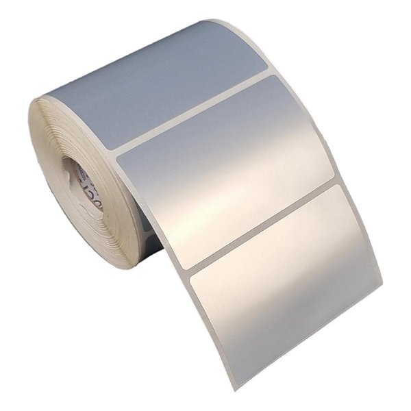 Etiqueta adesiva 80x50mm 8x5cm Poliéster cromo fosco p/ Zebra Argox Elgin - Rolo c/ 566 (30m)
