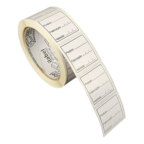 Etiqueta adesiva Anvisa Produto Fabricação Validade 40x40mm 4x4cm BOPP à prova d'água p/ congelados Rolo c/ 500 (22m)
