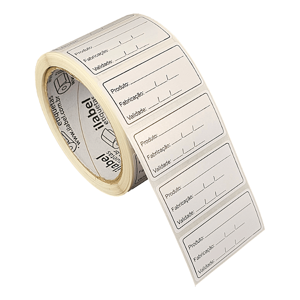 Etiqueta adesiva Anvisa Produto Fabricação Validade 60x30mm 6x3cm Couche - Rolo c/ 500 (17m)