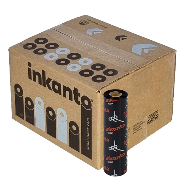 Ribbon 110x74 Resina Armor Inkanto ATX7 Externo para Cetim Nylon 1/2 pol para Zebra Argox Elgin - Caixa c/ 24 unidades