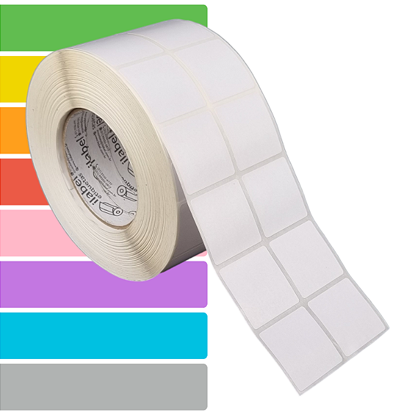 Etiqueta adesiva 40x40mm 4x4cm (2 colunas) Térmica (impressão sem ribbon) Rolo c/ 4182 (90m) Tubete 3 polegadas