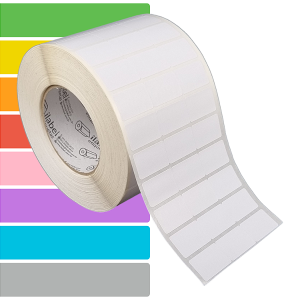 Etiqueta adesiva 33x21mm 3,3x2,1cm (3 colunas s/ espaçamento) Couche p/ Zebra - Rolo c/ 90m Tubete 3 polegadas