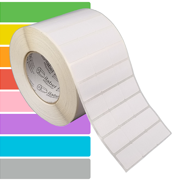 Etiqueta adesiva 34x23mm 3,4x2,3cm (3 colunas) Couche p/ Zebra ZT230 S4M ZT410 - Rolo c/ 90m Tubete 3 polegadas