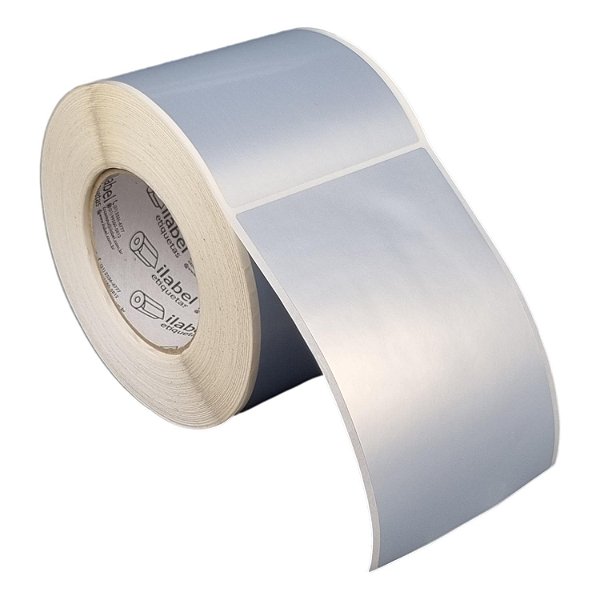 Etiqueta adesiva 100x150mm 10x15cm Poliéster cromo fosco p/ Zebra ZT230 S4M ZT410 - Rolo c/ 600 (90m) Tubete 3 polegadas