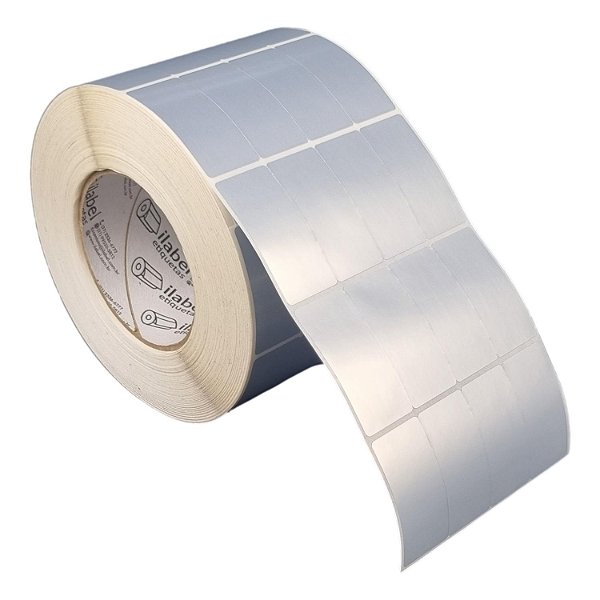 Etiqueta adesiva 26x54mm 2,6x5,4cm (4 colunas) Poliéster cromo fosco Zebra ZT230 S4M ZT410 Rolo 90m Tubete 3 polegadas