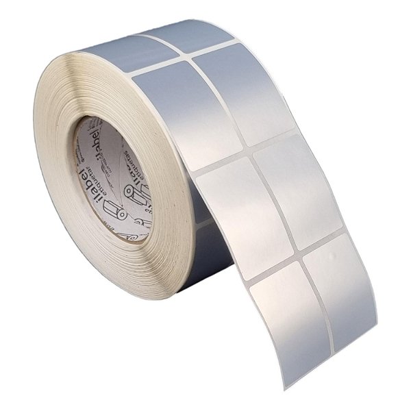 Etiqueta adesiva 40x60mm 4x6cm (2 colunas) Poliéster cromo fosco p/ Zebra ZT230 S4M ZT410 Rolo c/ 90m Tubete 3 polegadas