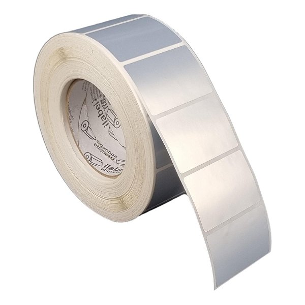 Etiqueta adesiva 60x40mm 6x4cm Poliéster cromo fosco p/ Zebra ZT230 S4M ZT410 - Rolo c/ 2094 (90m) Tubete 3 polegadas