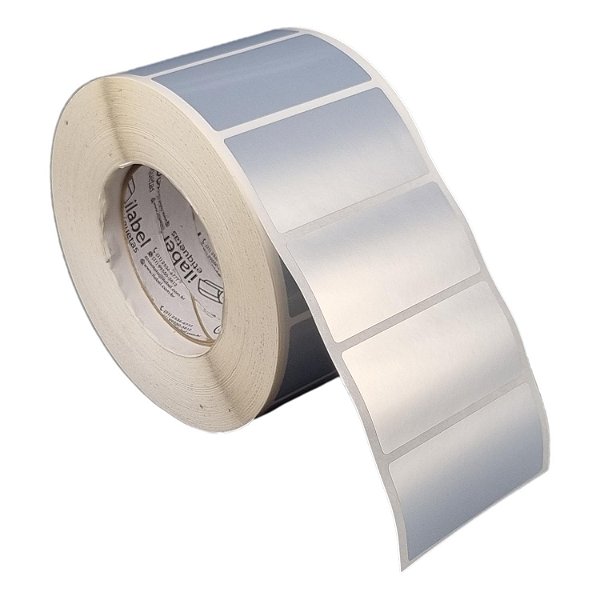 Etiqueta adesiva 80x40mm 8x4cm Poliéster cromo fosco p/ Zebra ZT230 S4M ZT410 - Rolo c/ 2094 (90m) Tubete 3 polegadas