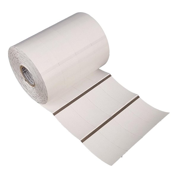 Etiqueta de composição têxtil lavável 25x50mm 2,5x5cm (4 colunas) Nylon resinado p/ Zebra Argox Elgin Rolo c/ 3200 (40m)