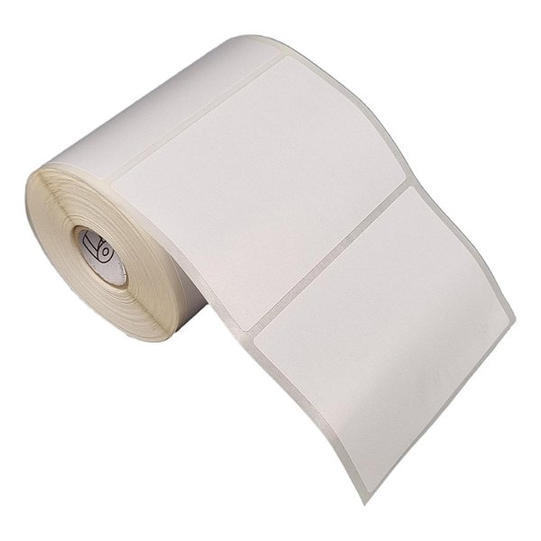 Etiqueta adesiva 100x50mm 10x5cm Poliéster branco brilho p/ Zebra Argox Elgin - Rolo c/ 566 (30m)