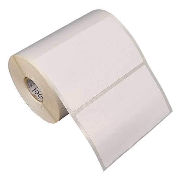 Etiqueta adesiva 100x60mm 10x6cm Poliéster branco brilho p/ Zebra Argox Elgin - Rolo c/ 476 (30m)