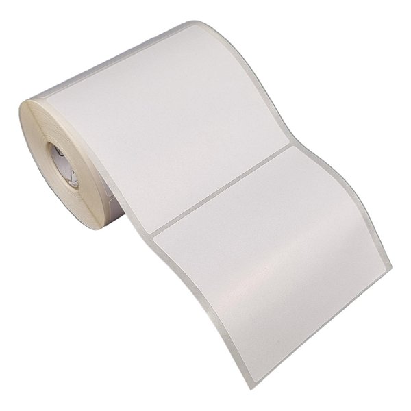 Etiqueta adesiva 100x90mm 10x9cm Poliéster branco para alta temperatura p/ Zebra Argox Elgin - Rolo c/ 323 (30m)