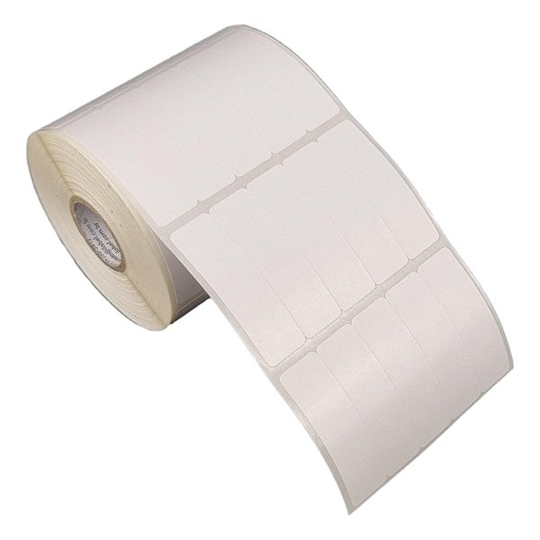 Etiqueta adesiva 15x50mm 1,5x5cm (5 colunas) Poliéster branco brilho p/ Zebra Argox Elgin - Rolo c/ 2830 (30m)