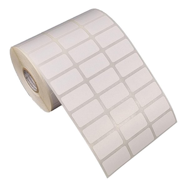 Etiqueta adesiva 30x15mm 3x1,5cm (3 colunas) Poliéster branco brilho p/ Zebra Argox Elgin - Rolo c/ 4998 (30m)