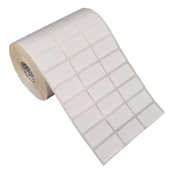Etiqueta adesiva 33x17mm 3,3x1,7cm (3 colunas) Poliéster branco brilho p/ Zebra Argox Elgin - Rolo c/ 4500 (30m)
