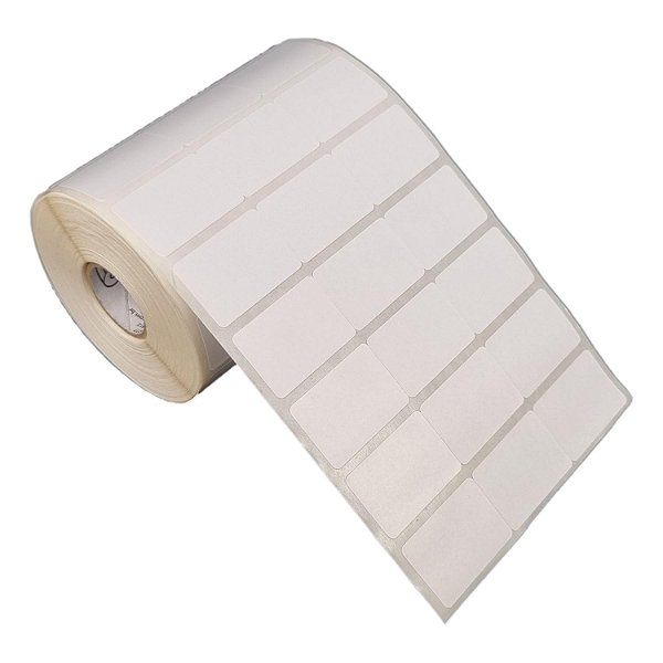 Etiqueta adesiva 34x23mm 3,4x2,3cm (3 colunas) Poliéster branco brilho p/ Zebra Argox Elgin - Rolo c/ 3462 (30m)