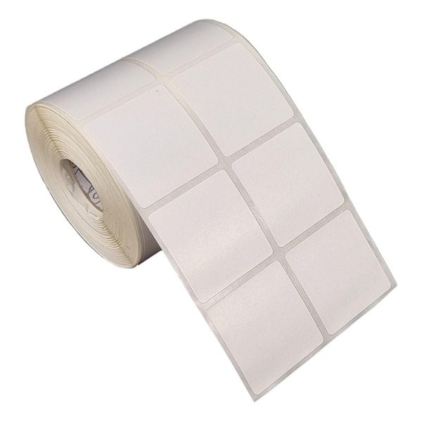 Etiqueta adesiva 40x40mm 4x4cm (2 colunas) Poliéster branco brilho p/ Zebra Argox Elgin - Rolo c/ 1394 (30m)