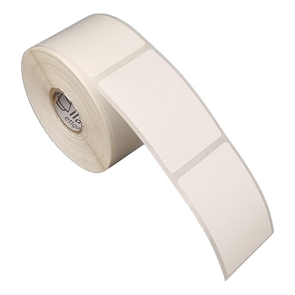 Etiqueta adesiva 40x60mm 4x6cm (1 coluna) Poliéster branco brilho p/ Zebra Argox Elgin - Rolo c/ 476 (30m)