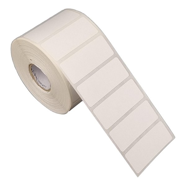 Etiqueta adesiva 50x20mm 5x2cm (1 coluna) Poliéster branco brilho p/ Zebra Argox Elgin - Rolo c/ 1304 (30m)