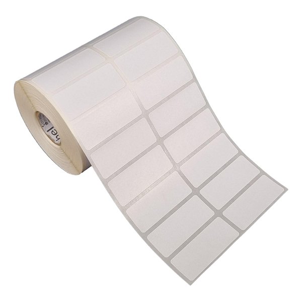 Etiqueta adesiva 50x20mm 5x2cm (2 colunas) Poliéster branco brilho p/ Zebra Argox Elgin - Rolo c/ 2608 (30m)