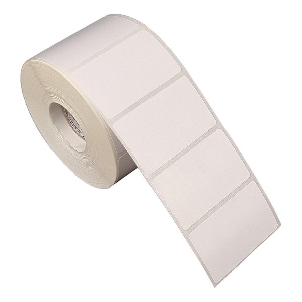Etiqueta adesiva 50x30mm 5x3cm (1 coluna) Poliéster branco brilho p/ Zebra Argox Elgin - Rolo c/ 909 (30m)