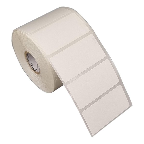 Etiqueta adesiva 60x30mm 6x3cm Poliéster branco brilho p/ Zebra Argox Elgin - Rolo c/ 909 (30m)