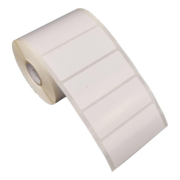 Etiqueta adesiva 70x30mm 7x3cm Poliéster branco brilho p/ Zebra Argox Elgin - Rolo c/ 909 (30m)