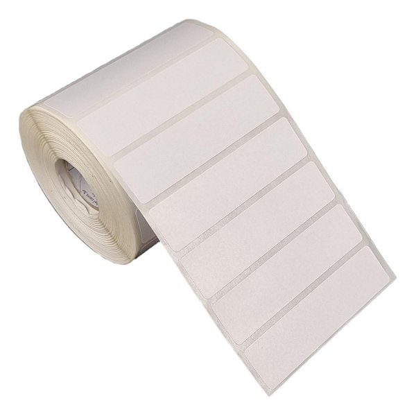 Etiqueta adesiva 80x20mm 8x2cm Poliéster branco brilho p/ Zebra Argox Elgin - Rolo c/ 1304 (30m)