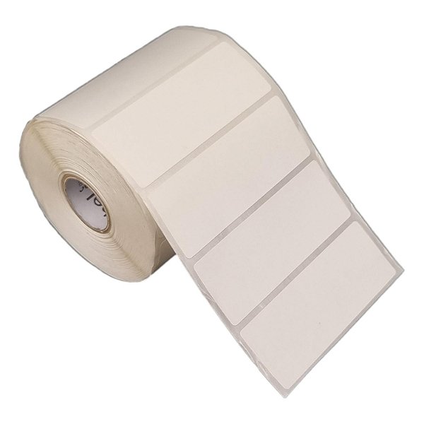 Etiqueta adesiva 80x30mm 8x3cm Poliéster branco para alta temperatura p/ Zebra Argox Elgin - Rolo c/ 909 (30m)
