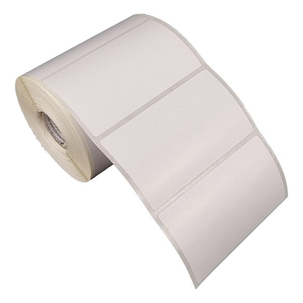 Etiqueta adesiva 85x50mm 8,5x5cm Poliéster branco brilho p/ Zebra Argox Elgin - Rolo c/ 566 (30m)