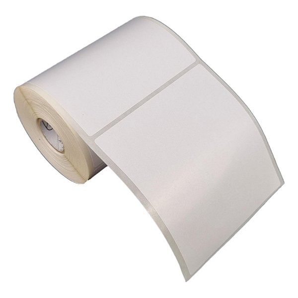 Etiqueta adesiva 100x110mm 10x11cm Poliéster branco brilho p/ Zebra Argox Elgin - Rolo c/ 265 (30m)