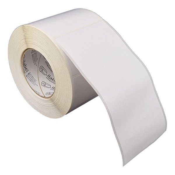 Etiqueta adesiva 100x200mm 10x20cm Poliéster branco brilho p/ Zebra ZT230 S4M ZT410 - Rolo c/ 441 90m Tubete 3 polegadas