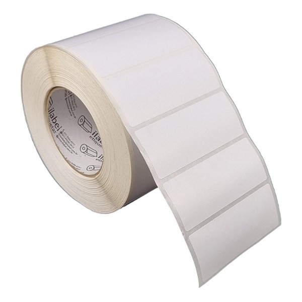 Etiqueta adesiva 100x40mm 10x4cm Poliéster branco brilho p/ Zebra ZT230 S4M ZT410 - Rolo c/ 2094 90m Tubete 3 polegadas