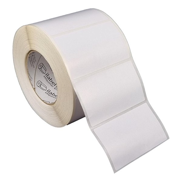 Etiqueta adesiva 100x60mm 10x6cm Poliéster branco brilho p/ Zebra ZT230 S4M ZT410 - Rolo c/ 1428 90m Tubete 3 polegadas