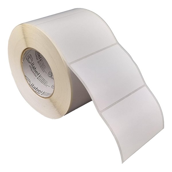 Etiqueta adesiva 100x75mm 10x7,5cm Poliéster branco brilho p/ Zebra ZT230 S4M ZT410 Rolo c/ 1155 90m Tubete 3 polegadas