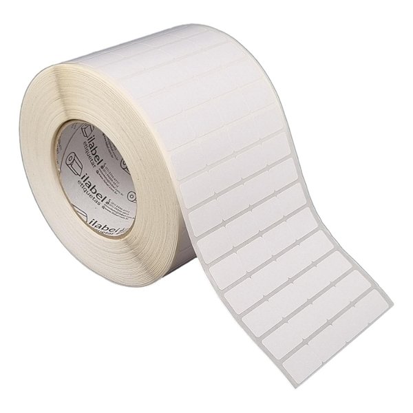 Etiqueta adesiva 25x15mm 2,5x1,5cm (4 colunas) Poliéster branco brilho Zebra ZT230 S4M ZT410 Rolo 90m Tubete 3 polegadas